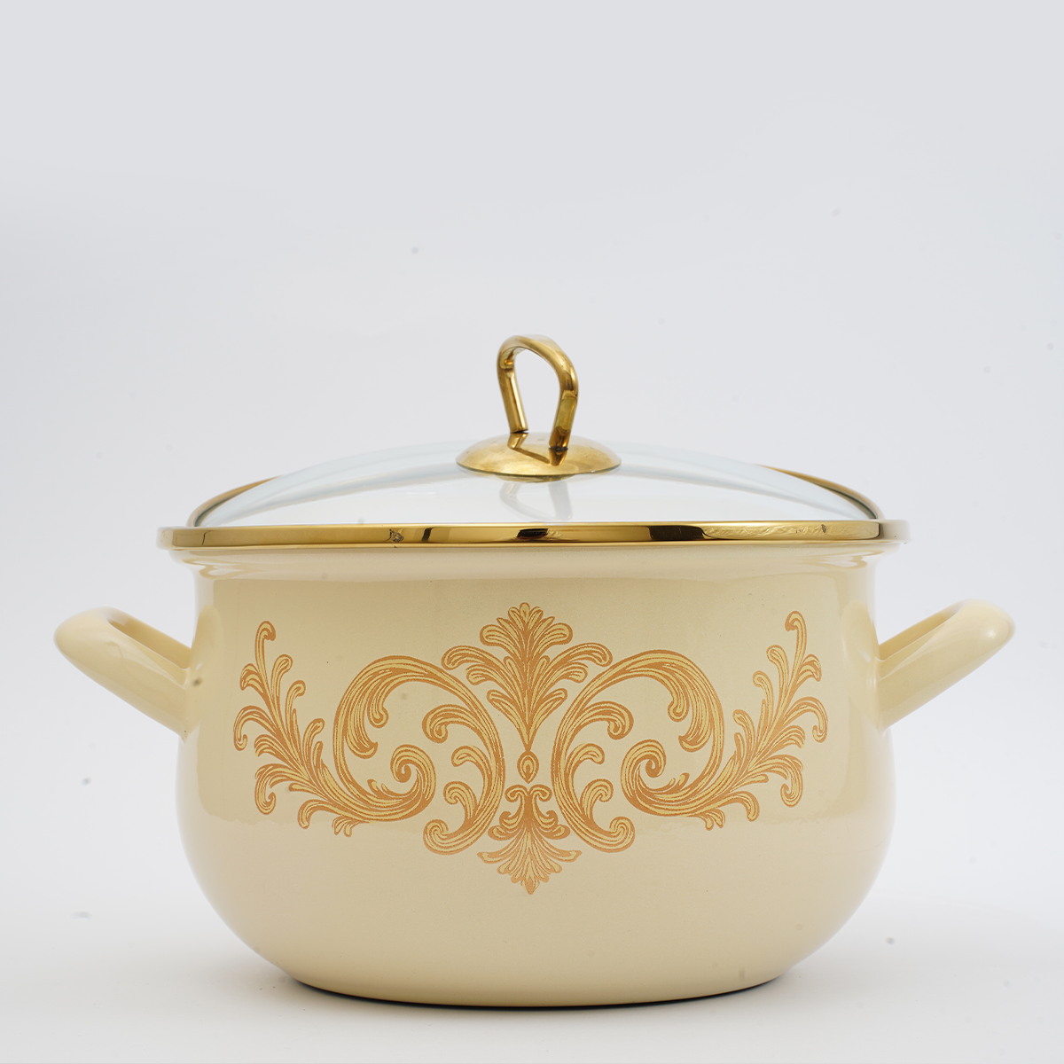 حلة إيناميل أرابيسك منفردة - بيج كريمي