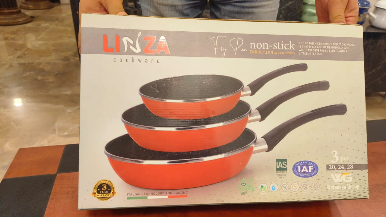 طقم قلايات لينزا تفلون/إيناميل 3 قطع