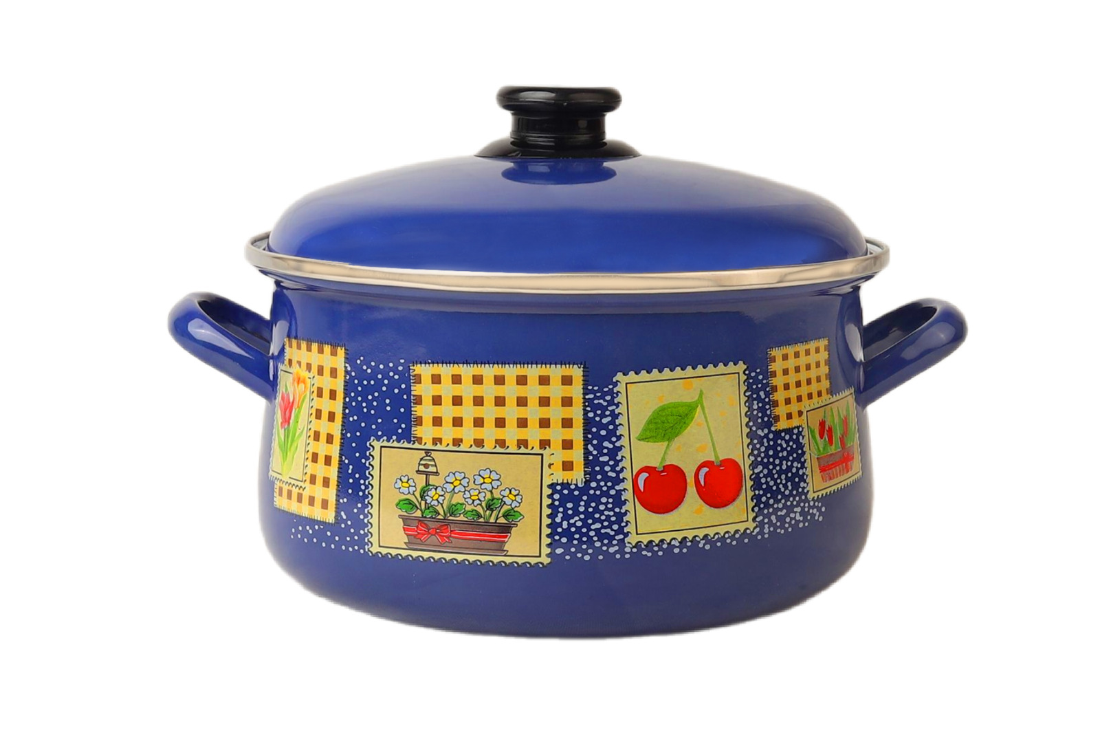 حلة مينوفا إيناميل "تابلوه التراث" أزرق (بغطاء إيناميل)