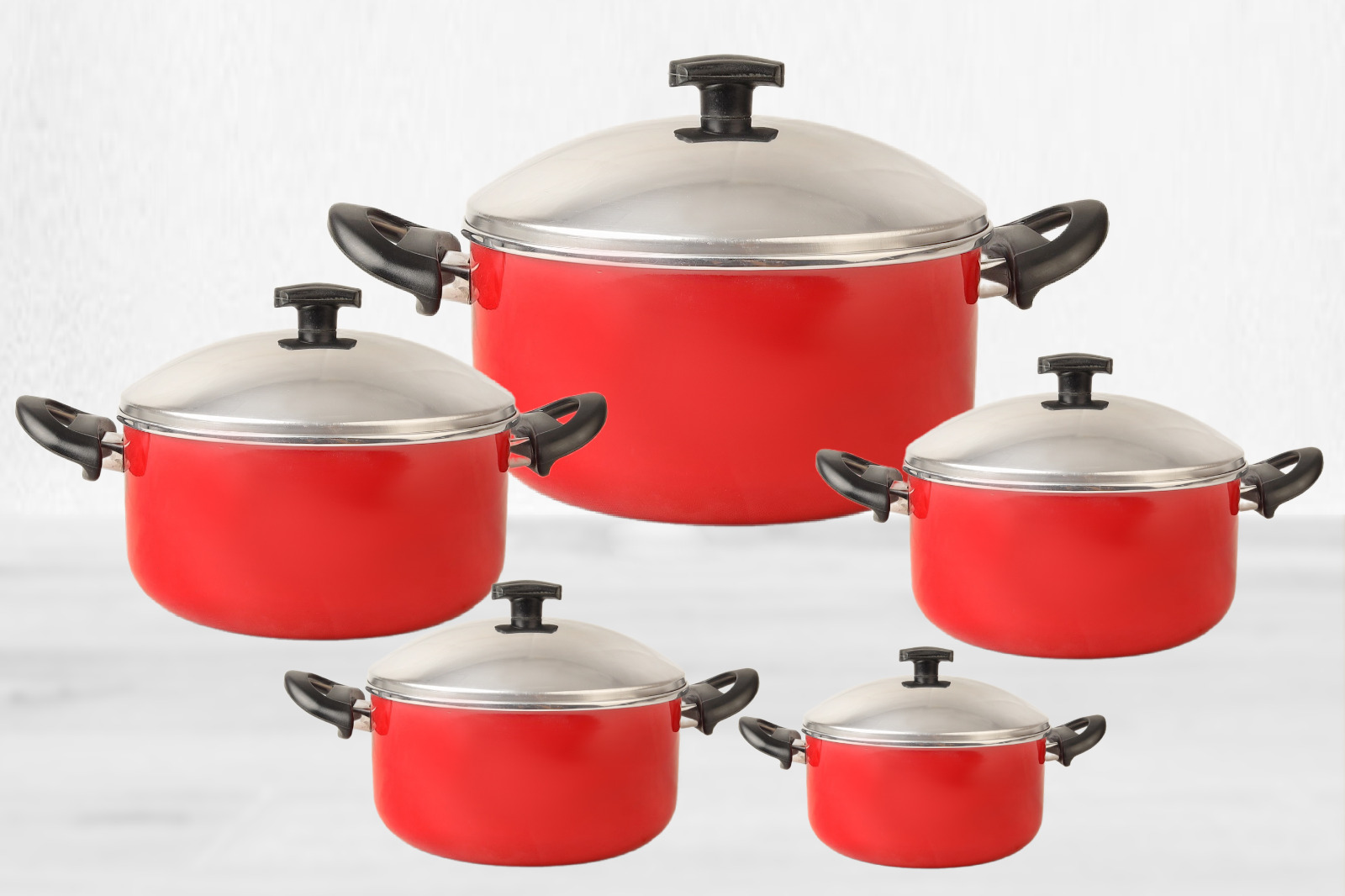 طقم حلل مينوفا إيناميل أحمر 10 قطع