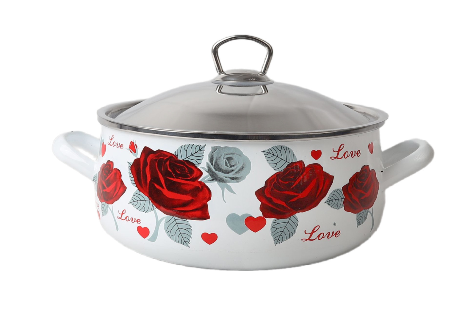 حلة مينوفا إيناميل "ورود الحب" (بغطاء ستانلس)